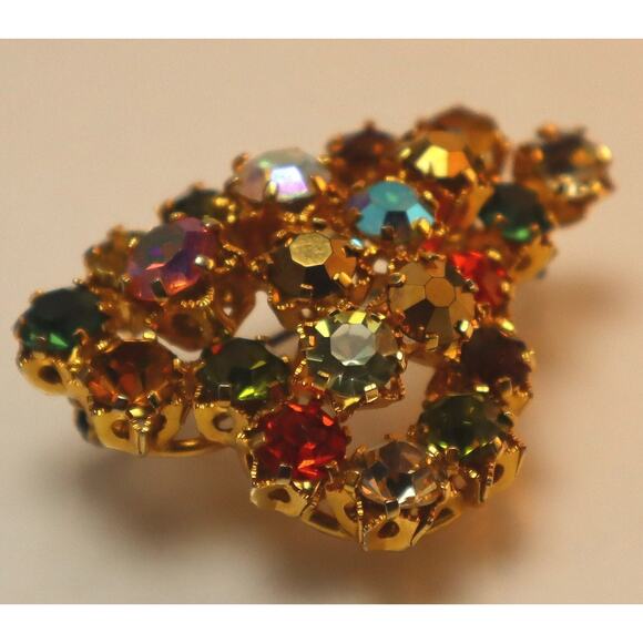 Vintage Rhinestone Austria Brooch Earrings Set - Picture 6 of 10